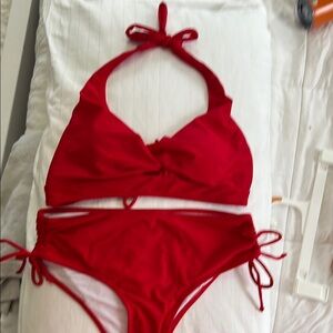 Red Halter Bikini Set
